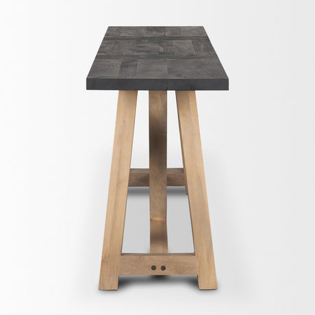 Mercana Rialto Two-Toned Black and Brown Wood Angular Leg Console Table