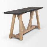 Mercana Rialto Two-Toned Black and Brown Wood Angular Leg Console Table