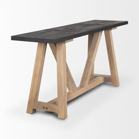 Mercana Rialto Two-Toned Black and Brown Wood Angular Leg Console Table