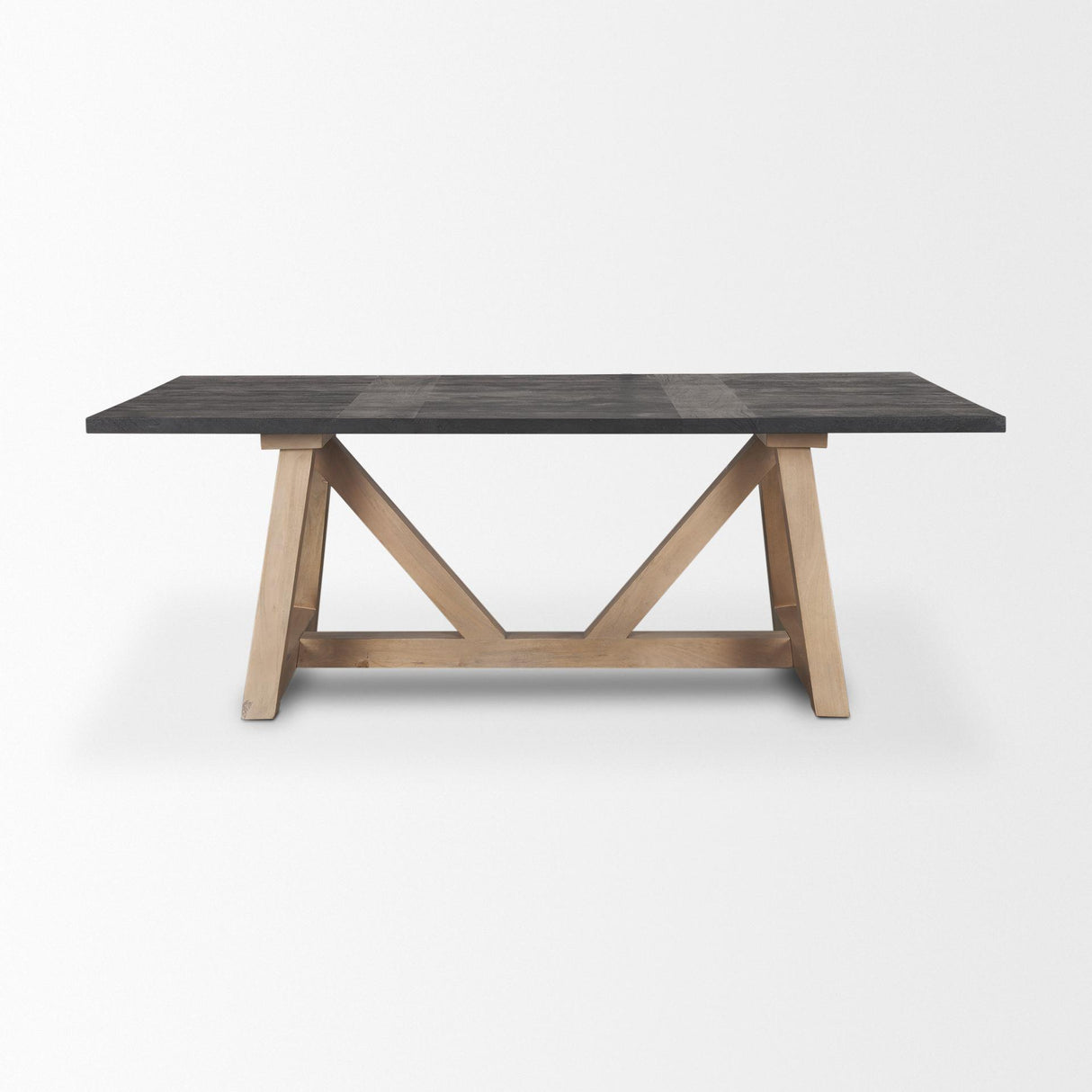 Mercana Rialto Rectangular Two-Tone Black and Brown Solid Wood Dining Table