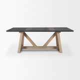 Mercana Rialto Rectangular Two-Tone Black and Brown Solid Wood Dining Table