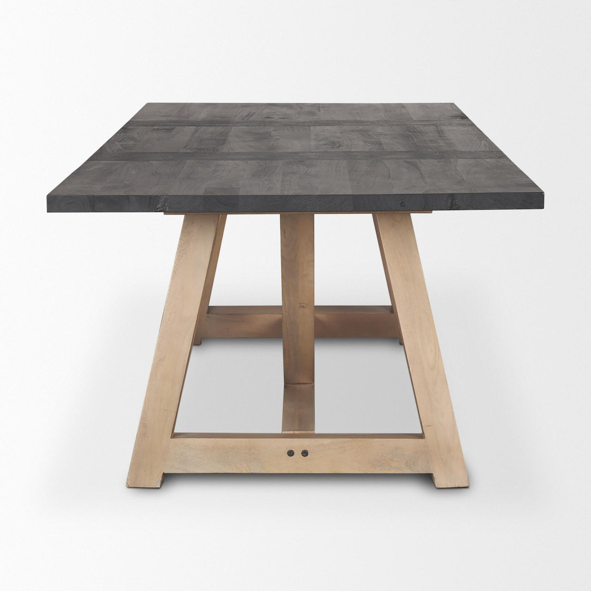 Mercana Rialto Rectangular Two-Tone Black and Brown Solid Wood Dining Table
