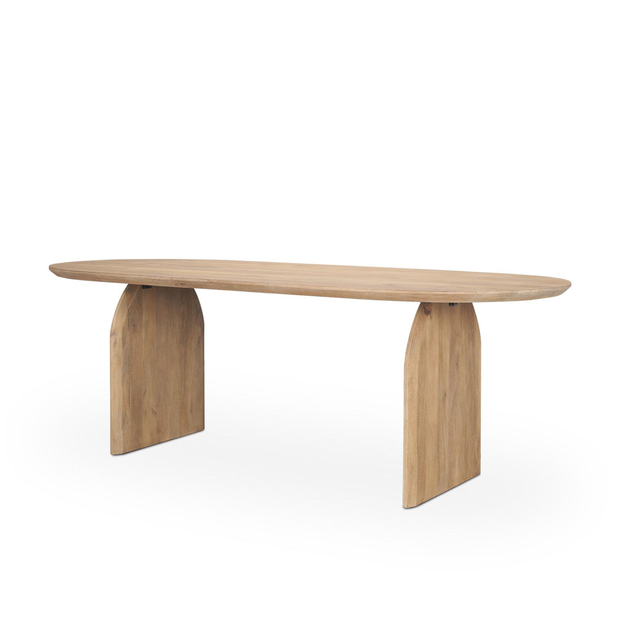Mercana Isla Oval Dining Table w/Light Brown Wood Top & Arched Legs