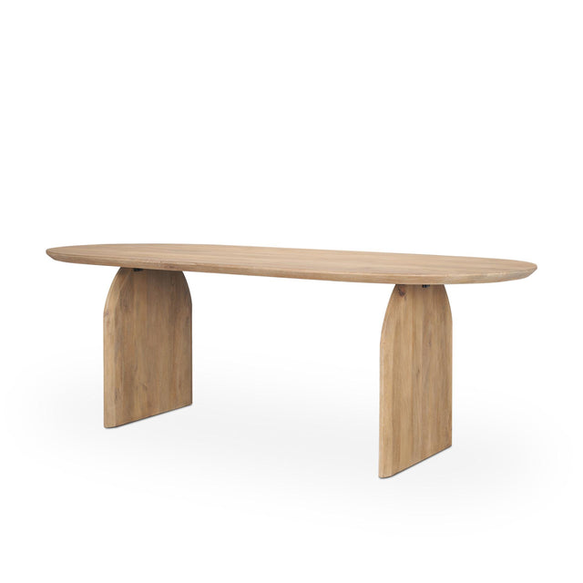 Mercana Isla Oval Dining Table w/Light Brown Wood Top & Arched Legs