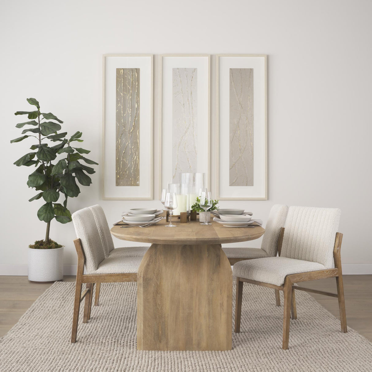 Mercana Isla Oval Dining Table w/Light Brown Wood Top & Arched Legs