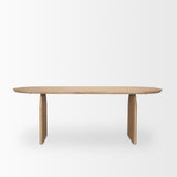 Mercana Isla Oval Dining Table w/Light Brown Wood Top & Arched Legs