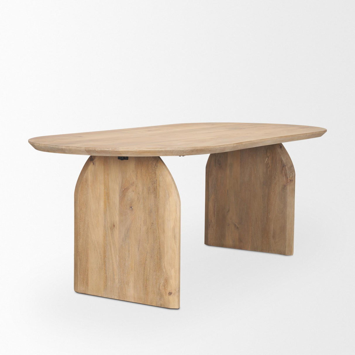Mercana Isla Oval Dining Table w/Light Brown Wood Top & Arched Legs