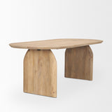 Mercana Isla Oval Dining Table w/Light Brown Wood Top & Arched Legs