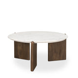 Mercana Rumer Dark Brown Wood w/ White Marble Coffee Table