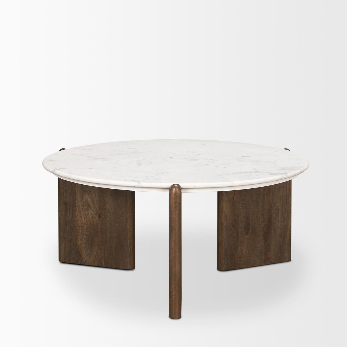 Mercana Rumer Dark Brown Wood w/ White Marble Coffee Table