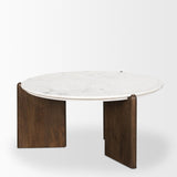Mercana Rumer Dark Brown Wood w/ White Marble Coffee Table