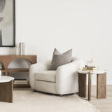 Mercana Rumer Dark Brown Wood w/ White Marble Side Table