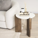 Mercana Rumer Dark Brown Wood w/ White Marble Side Table