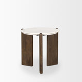 Mercana Rumer Dark Brown Wood w/ White Marble Side Table