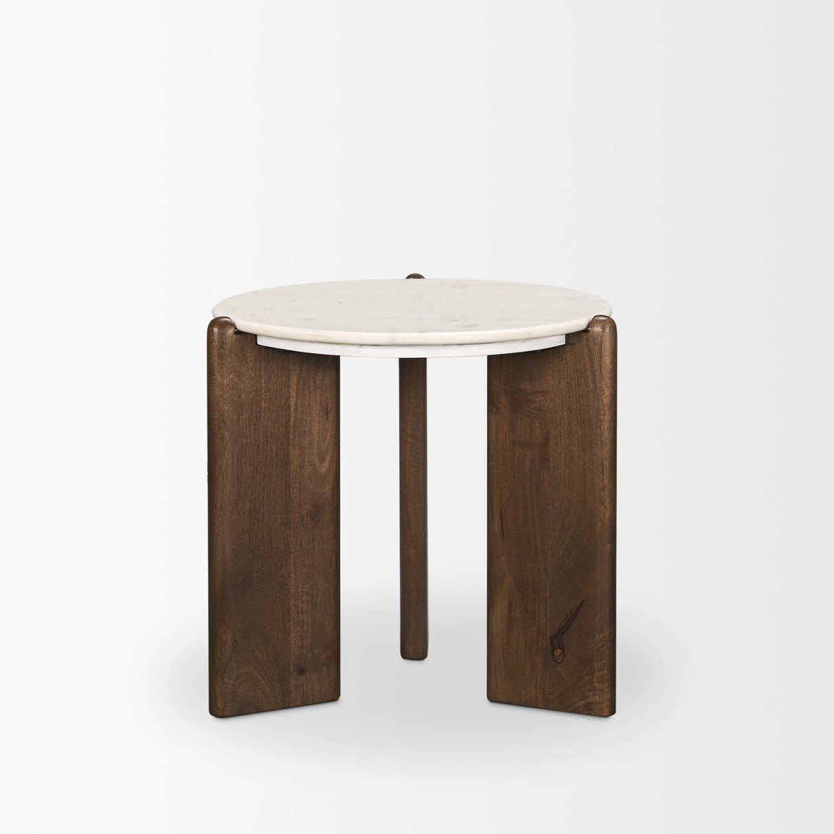 Mercana Rumer Dark Brown Wood w/ White Marble Side Table