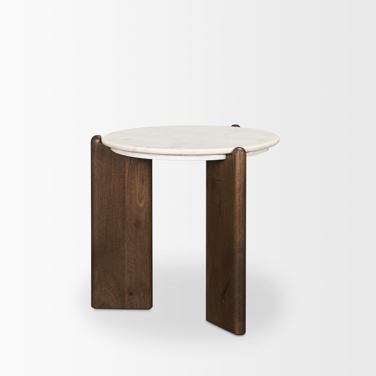 Mercana Rumer Dark Brown Wood w/ White Marble Side Table