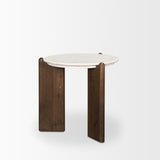 Mercana Rumer Dark Brown Wood w/ White Marble Side Table