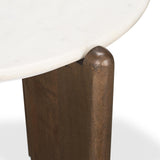 Mercana Rumer Dark Brown Wood w/ White Marble Side Table