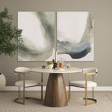 Mercana Allyson 42" Round Brown Wood Pedestal w/Banswara White Marble Top Dining Table