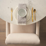 Mercana Allyson 42" Round Brown Wood Pedestal w/Banswara White Marble Top Dining Table