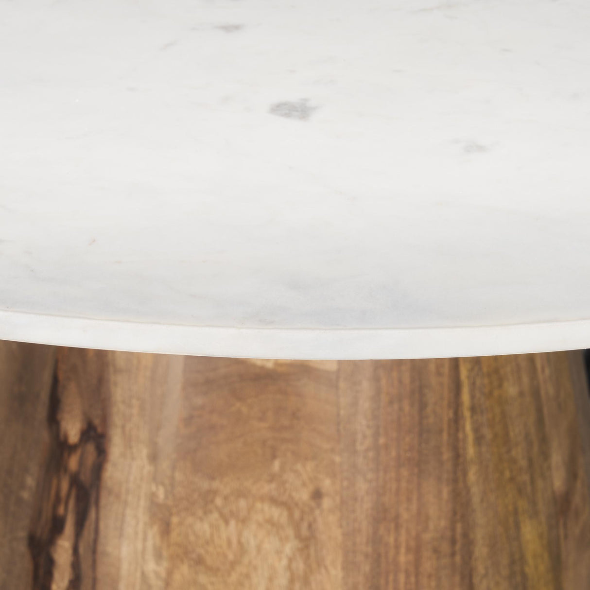 Mercana Allyson 42" Round Brown Wood Pedestal w/Banswara White Marble Top Dining Table