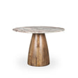 Mercana Allyson 42" Round Brown Wood Pedestal w/ Pink Marble Top Dining Table
