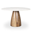 Mercana Allyson 48" Round Brown Wood Pedestal w/ White Marble Top Dining Table