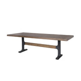 Mercana Araxi Rectangular Dark Brown Wood w/ Black Metal Base Dining Table