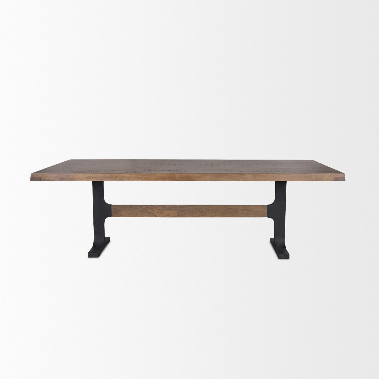 Mercana Araxi Rectangular Dark Brown Wood w/ Black Metal Base Dining Table