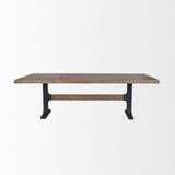 Mercana Araxi Rectangular Dark Brown Wood w/ Black Metal Base Dining Table