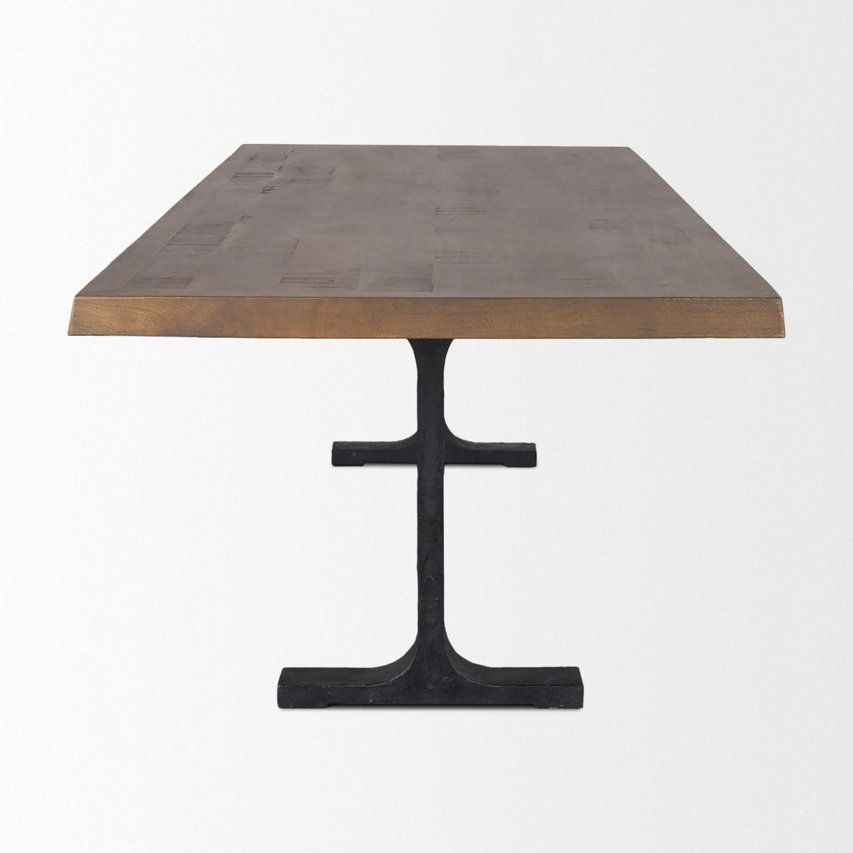 Mercana Araxi Rectangular Dark Brown Wood w/ Black Metal Base Dining Table