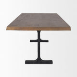 Mercana Araxi Rectangular Dark Brown Wood w/ Black Metal Base Dining Table