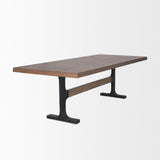 Mercana Araxi Rectangular Dark Brown Wood w/ Black Metal Base Dining Table