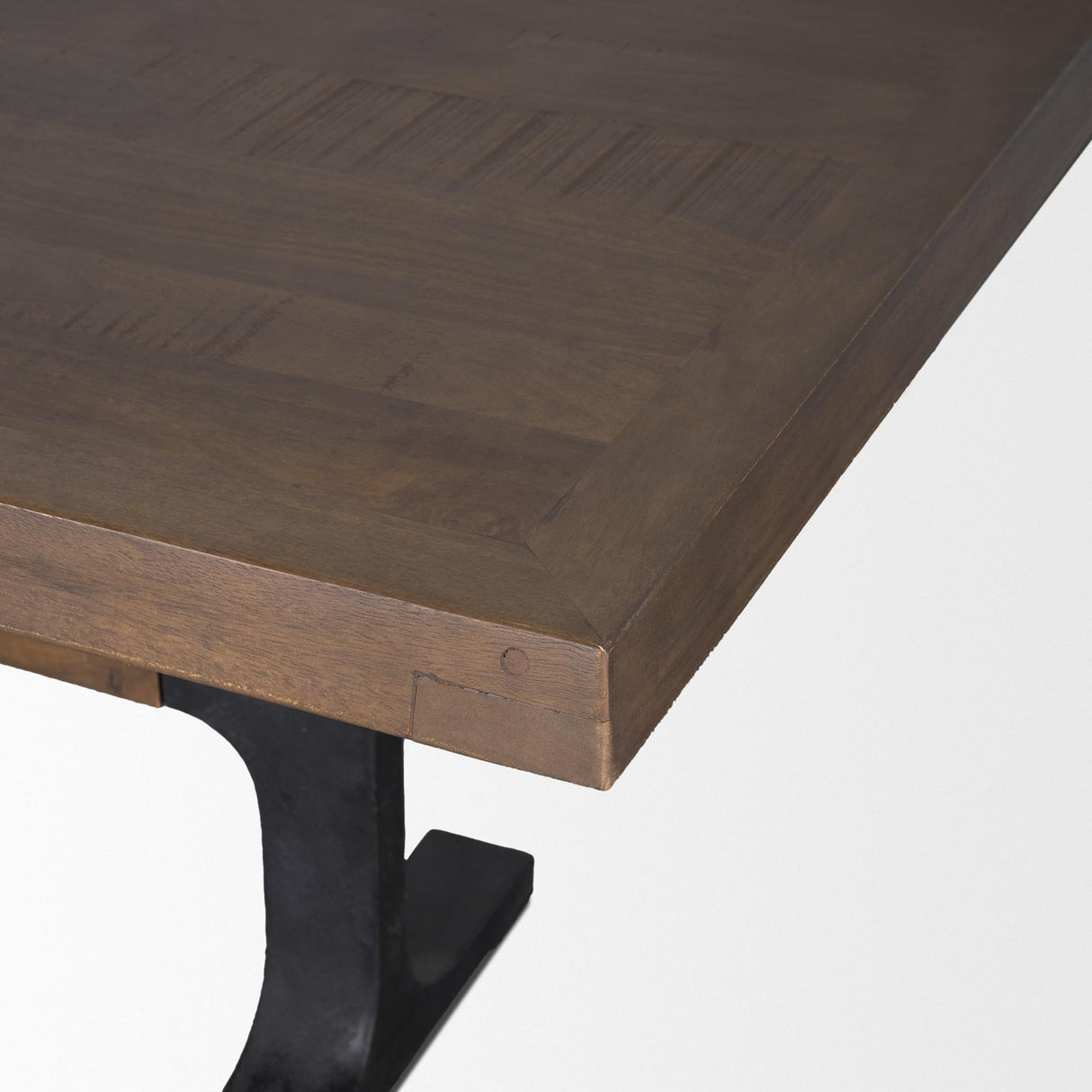 Mercana Araxi Rectangular Dark Brown Wood w/ Black Metal Base Dining Table