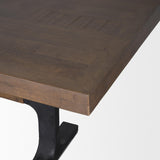 Mercana Araxi Rectangular Dark Brown Wood w/ Black Metal Base Dining Table