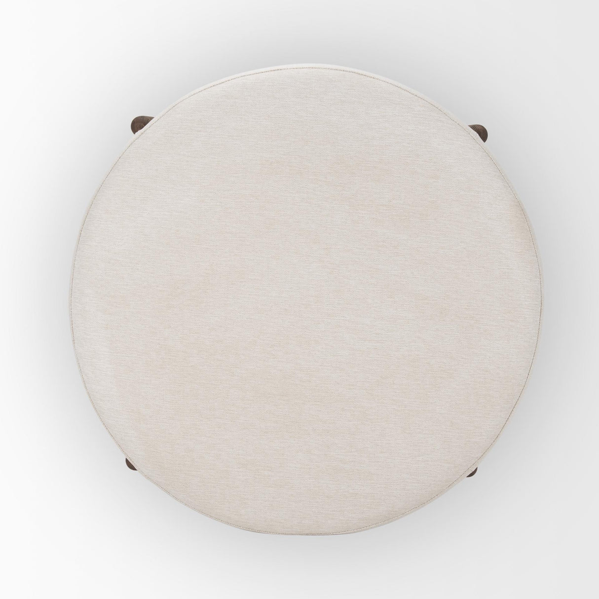 Mercana Gwynn Oatmeal Fabric w/ Dark Brown Wood Ottoman