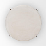 Mercana Gwynn Oatmeal Fabric w/ Dark Brown Wood Ottoman