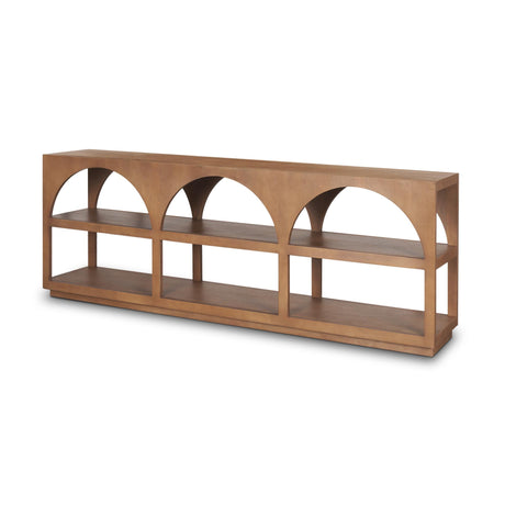 Mercana Bela Large Arched Console Table Medium Brown Wood