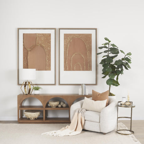 Mercana Bela Large Arched Console Table Medium Brown Wood