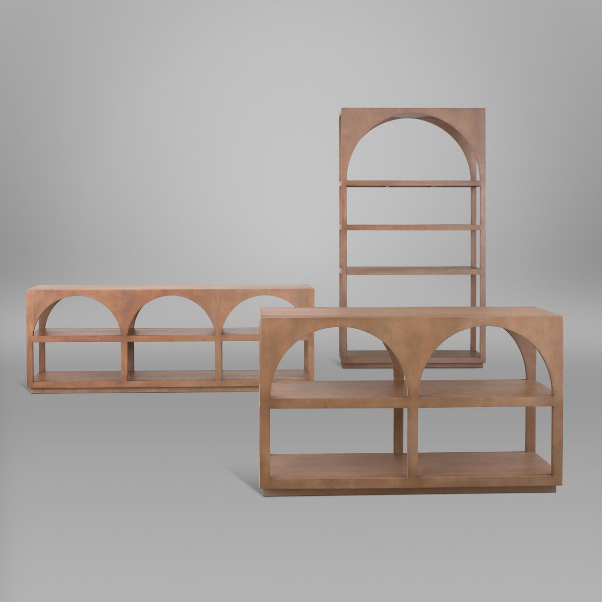 Mercana Bela Small Arched Console Table Medium Brown Wood