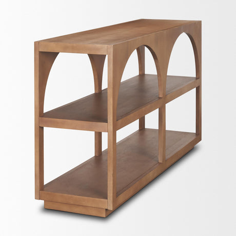 Mercana Bela Small Arched Console Table Medium Brown Wood