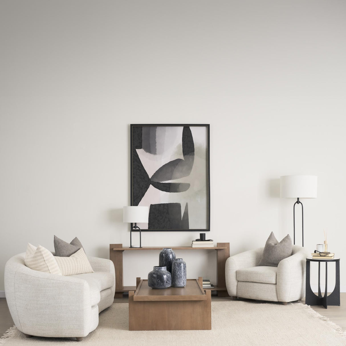 Mercana Valentina Oatmeal Upholstered Curved Sofa