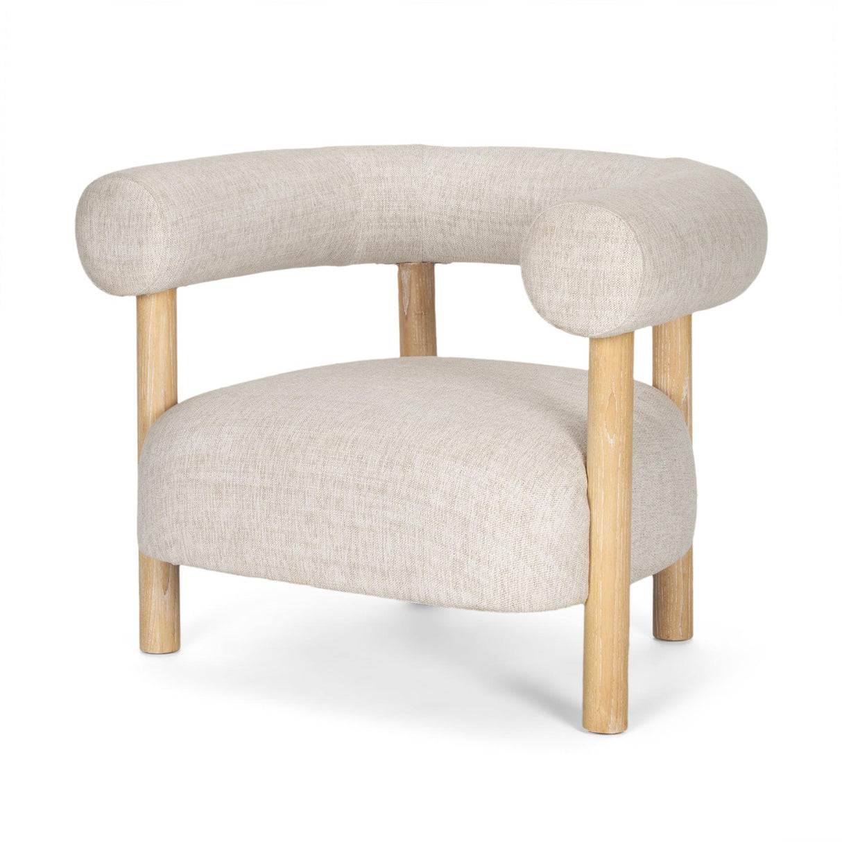 Mercana Gianna Open Back Light Brown Wood w/ Oatmeal Fabric Accent Chair