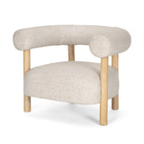 Mercana Gianna Open Back Light Brown Wood w/ Oatmeal Fabric Accent Chair
