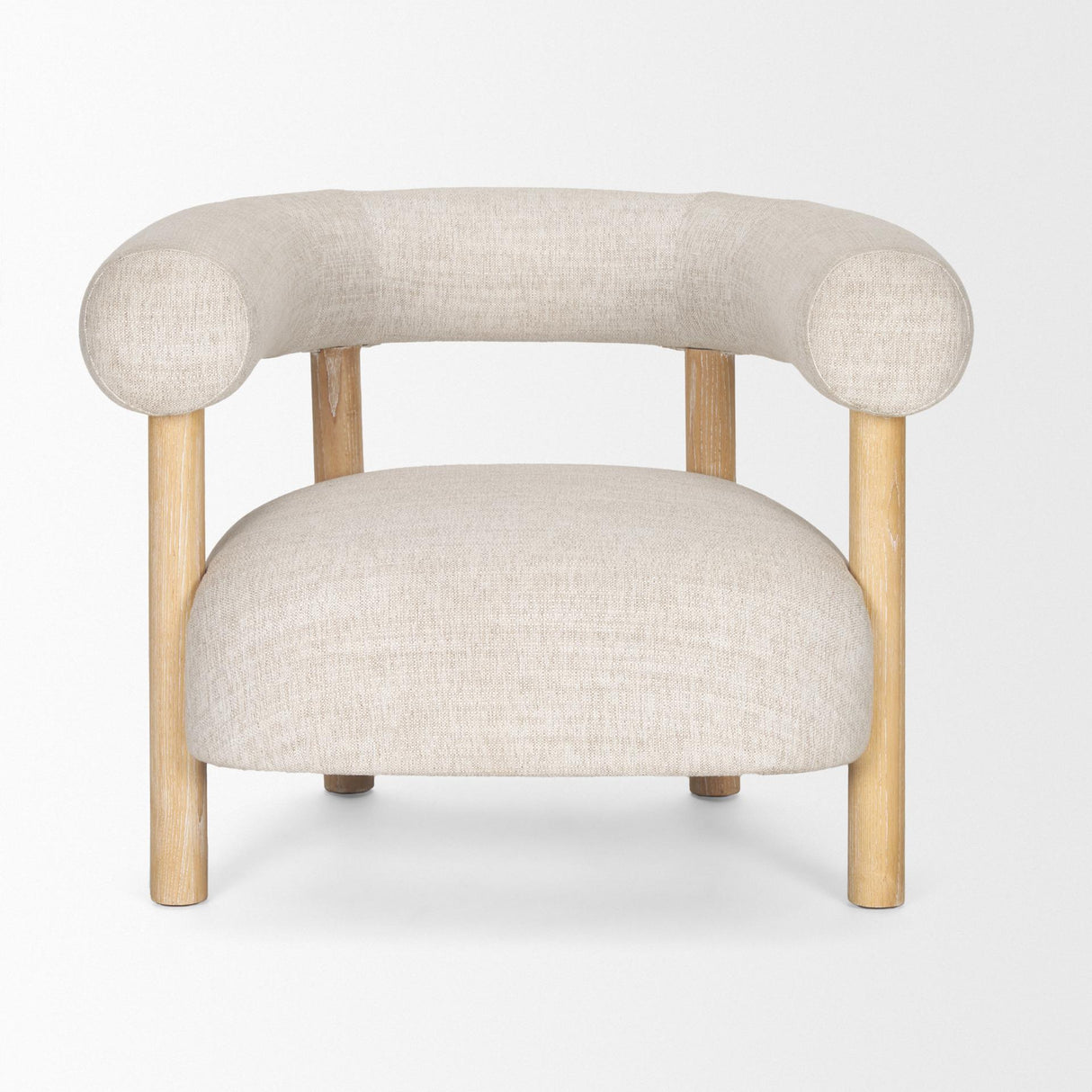 Mercana Gianna Open Back Light Brown Wood w/ Oatmeal Fabric Accent Chair