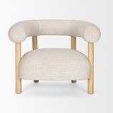 Mercana Gianna Open Back Light Brown Wood w/ Oatmeal Fabric Accent Chair