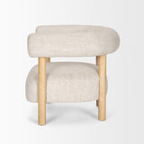 Mercana Gianna Open Back Light Brown Wood w/ Oatmeal Fabric Accent Chair