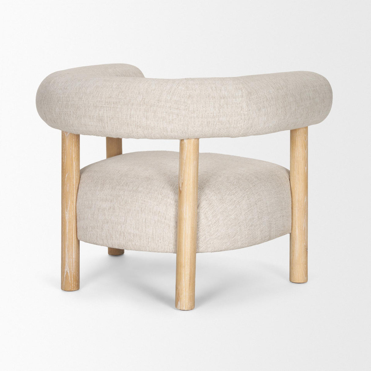 Mercana Gianna Open Back Light Brown Wood w/ Oatmeal Fabric Accent Chair