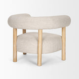 Mercana Gianna Open Back Light Brown Wood w/ Oatmeal Fabric Accent Chair