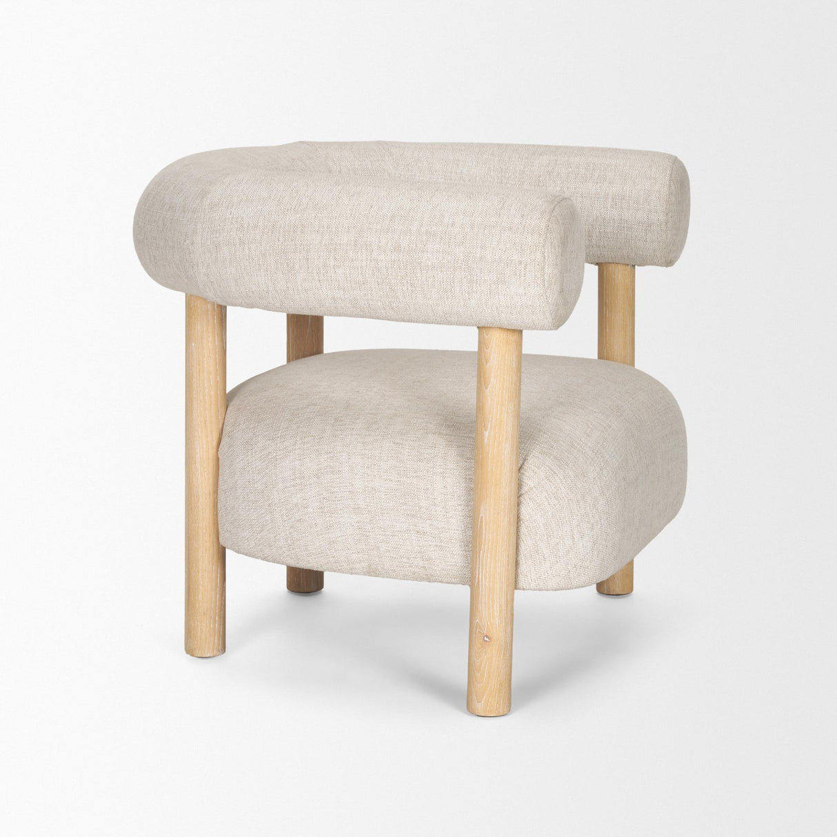 Mercana Gianna Open Back Light Brown Wood w/ Oatmeal Fabric Accent Chair